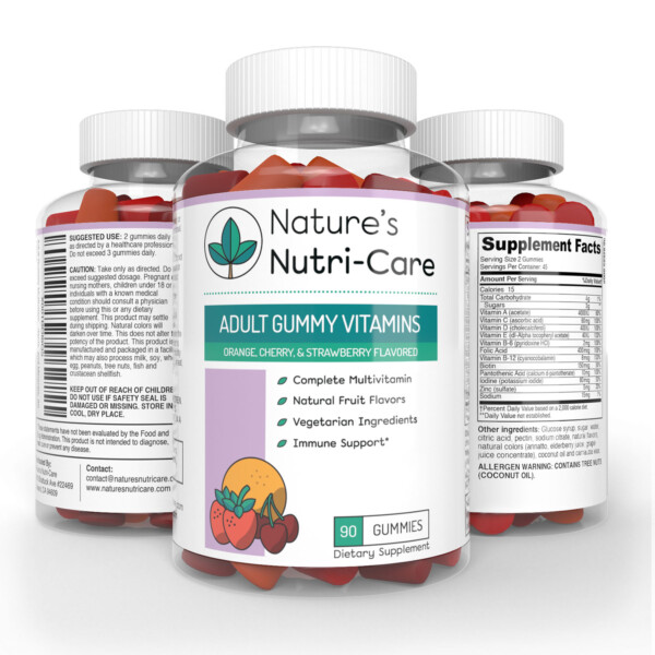 Nature's Nutri-Care Adult Gummy Multivitamin - 90 Gummies - Essential Vitamins, Antioxidants, and Minerals - Made in USA