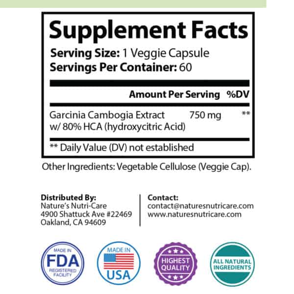 garcinia cambogia extract, cellulose capsule