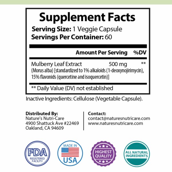 mulberry leaf extract, cellulose capsule