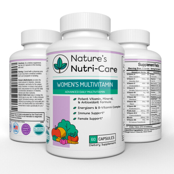 Nature's Nutri-Care Best Multivitamin for Women - 60 Capsules - Vitamins, Antioxidants, and Minerals - Complete Female Support Blend, Immune Blend, and Energy Blend - Made in USA