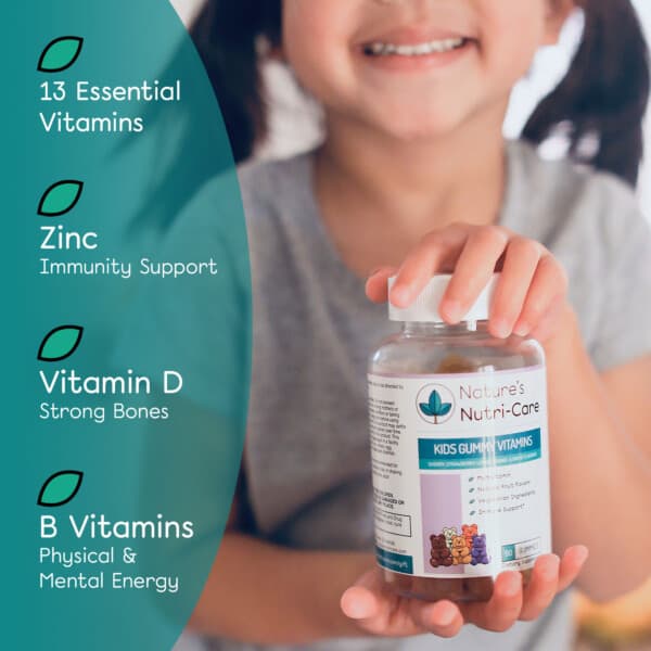 Nature’s Nutri-Care Kids Gummy Vitamins - Kid Multivitamin Gummies with Vitamin C & D, Iron & Zinc Vitamins for Immunity Support, Grow & Gain Toddler Smart Focus, Chewable Vitamin Gummy for Children