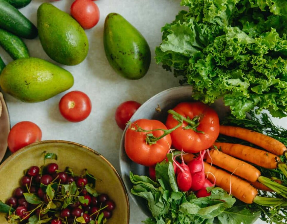 variety of fresh fruits and vegetables