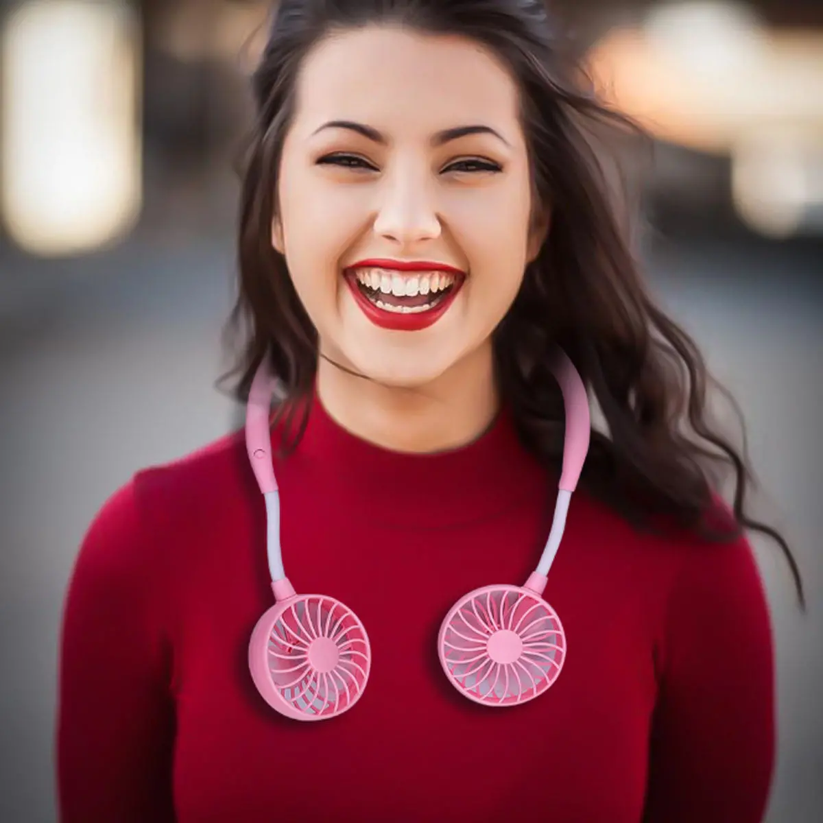 Beat The Heat Double Cool Cordless Breezy Mini Collar Fan - Image 10