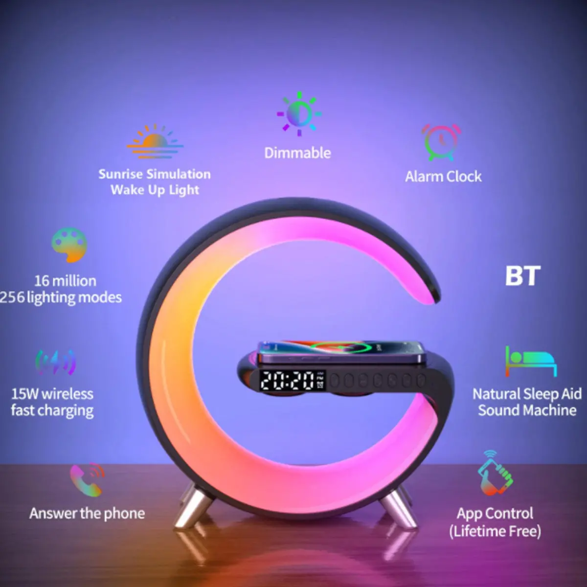 Mooncave Light Wireless Charger And Speaker With Clock - Image 3