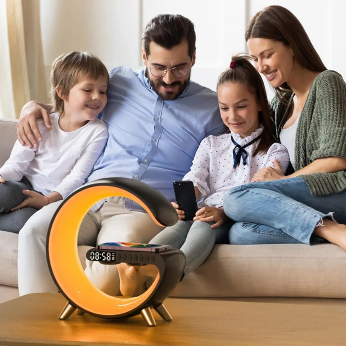 Mooncave Light Wireless Charger And Speaker With Clock - Image 4