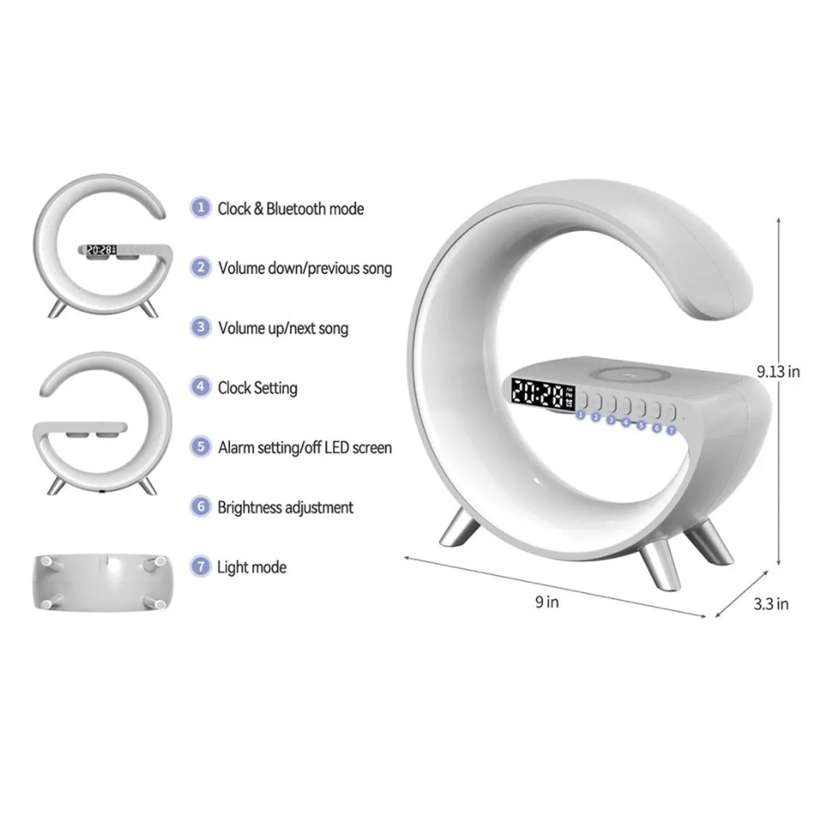 Mooncave Light Wireless Charger And Speaker With Clock - Image 14