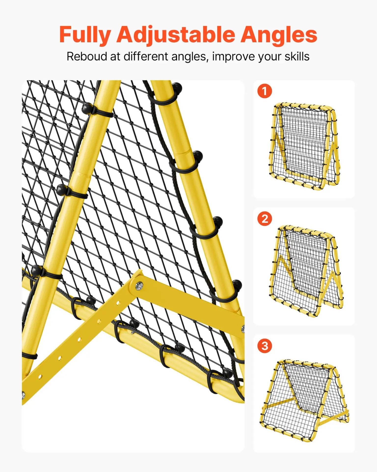 VEVOR Soccer Rebounder Rebound Net, 40"x35"x37" Portable Football Training Gifts, Fully Adjustable Angles Goal Net, Aids & Equipment for Kids Teens & All Ages, Easy Set Up & Perfect Storage - Image 12