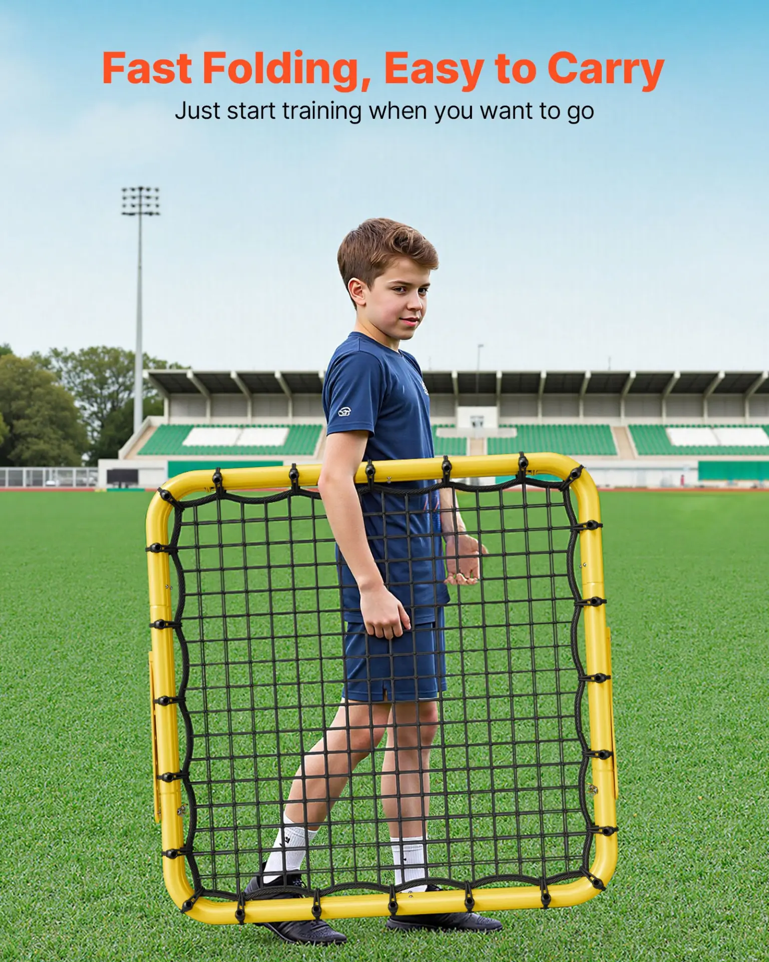 VEVOR Soccer Rebounder Rebound Net, 40"x35"x37" Portable Football Training Gifts, Fully Adjustable Angles Goal Net, Aids & Equipment for Kids Teens & All Ages, Easy Set Up & Perfect Storage - Image 14