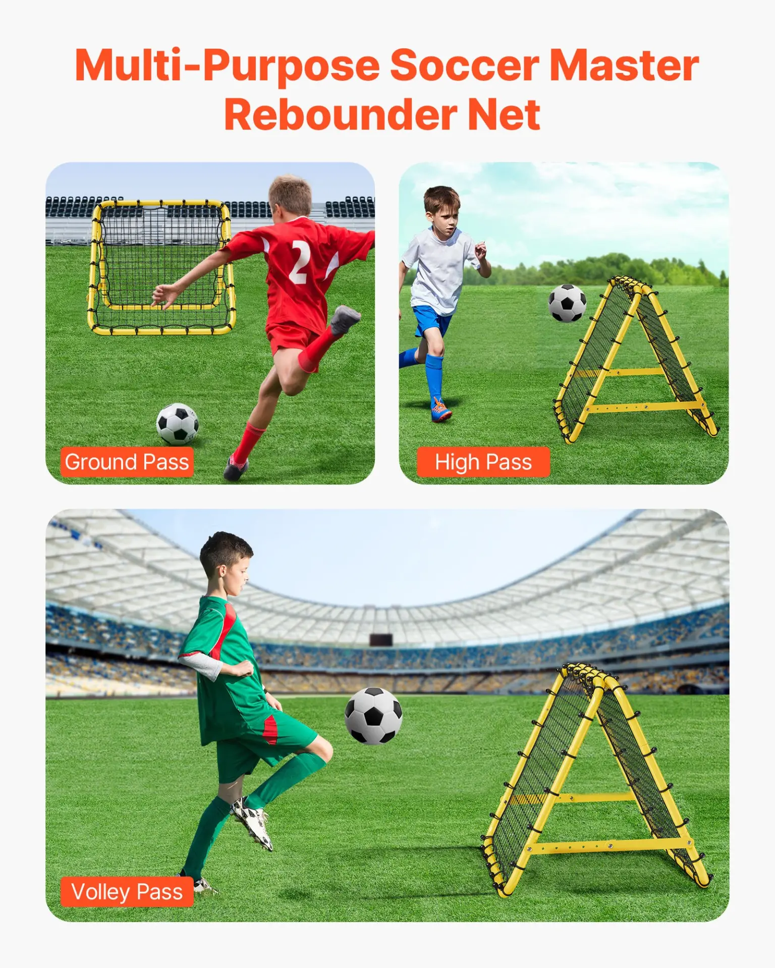 VEVOR Soccer Rebounder Rebound Net, 40"x35"x37" Portable Football Training Gifts, Fully Adjustable Angles Goal Net, Aids & Equipment for Kids Teens & All Ages, Easy Set Up & Perfect Storage - Image 16
